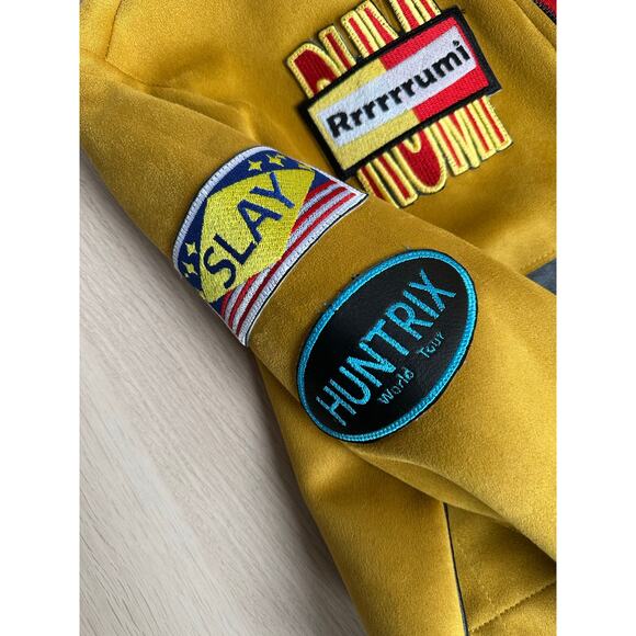 RARE! Custom Rumi Yellow Leather Cosplay Suede and Leather Jacket - Size L - Picture 6 of 12